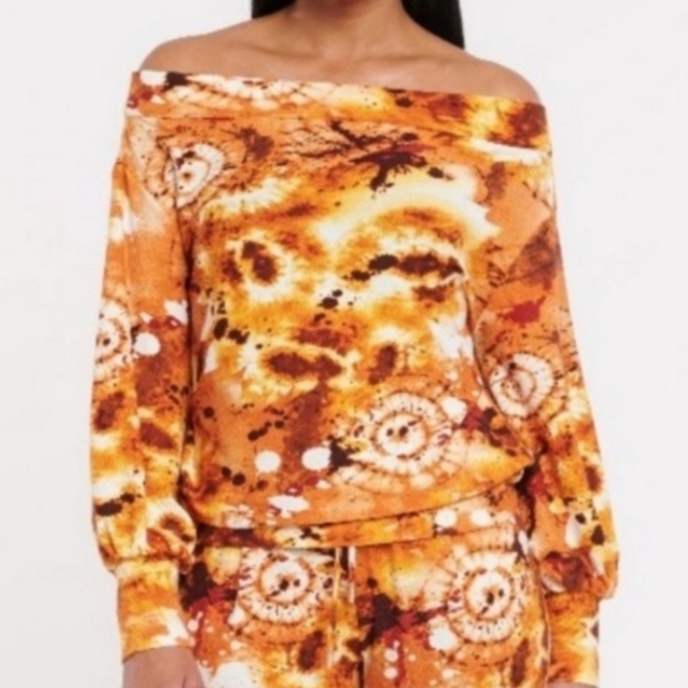 Coldesina Off The Shoulder Stevie top orange tie dye L #1